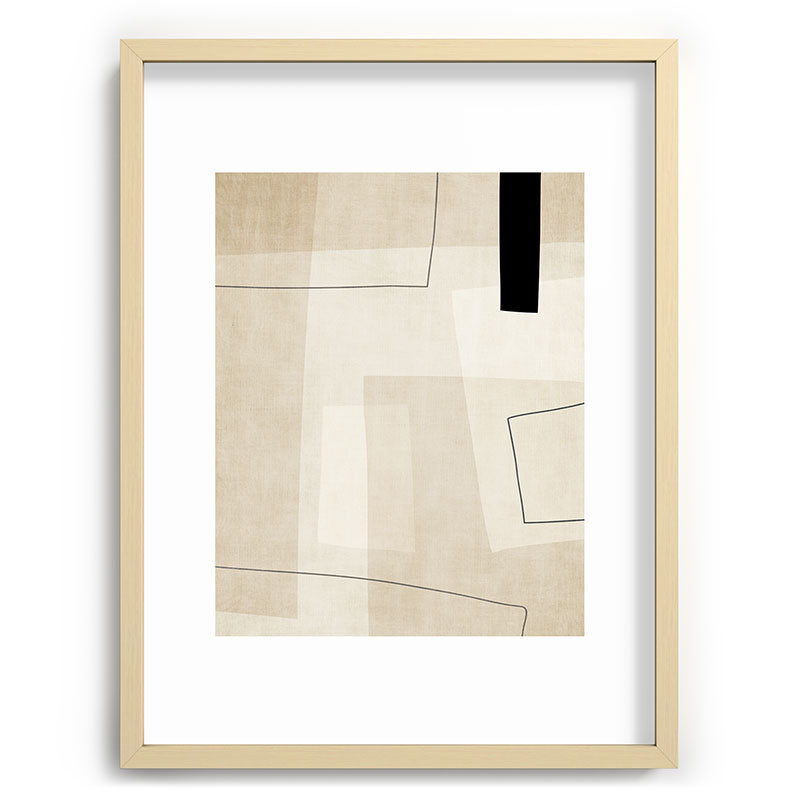 Minimalist Beige Black Japandi Artwork II Framed Art Print