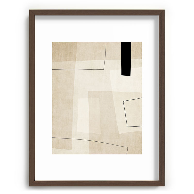 Minimalist Beige Black Japandi Artwork II Framed Art Print