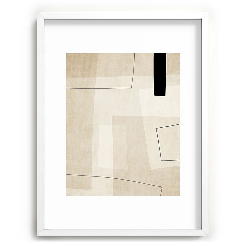 Minimalist Beige Black Japandi Artwork II Framed Art Print
