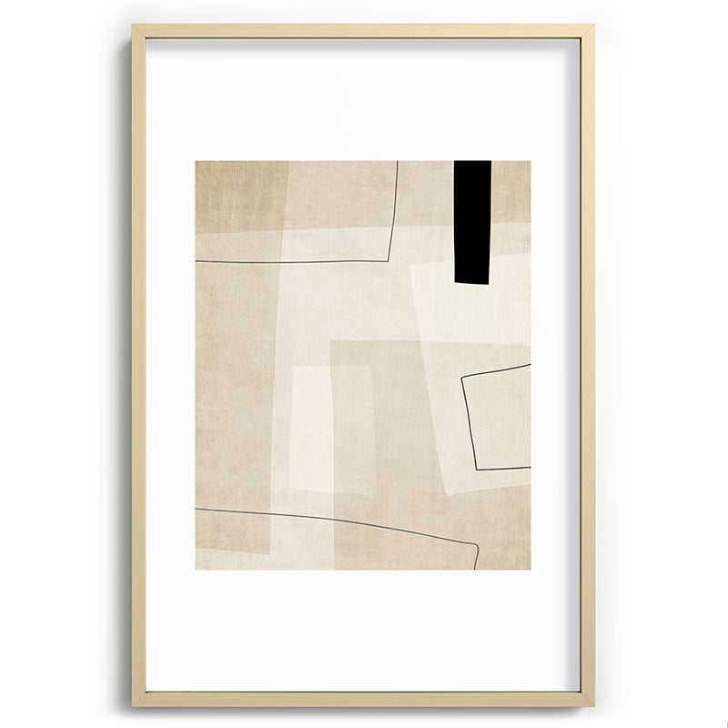 Minimalist Beige Black Japandi Artwork II Framed Art Print