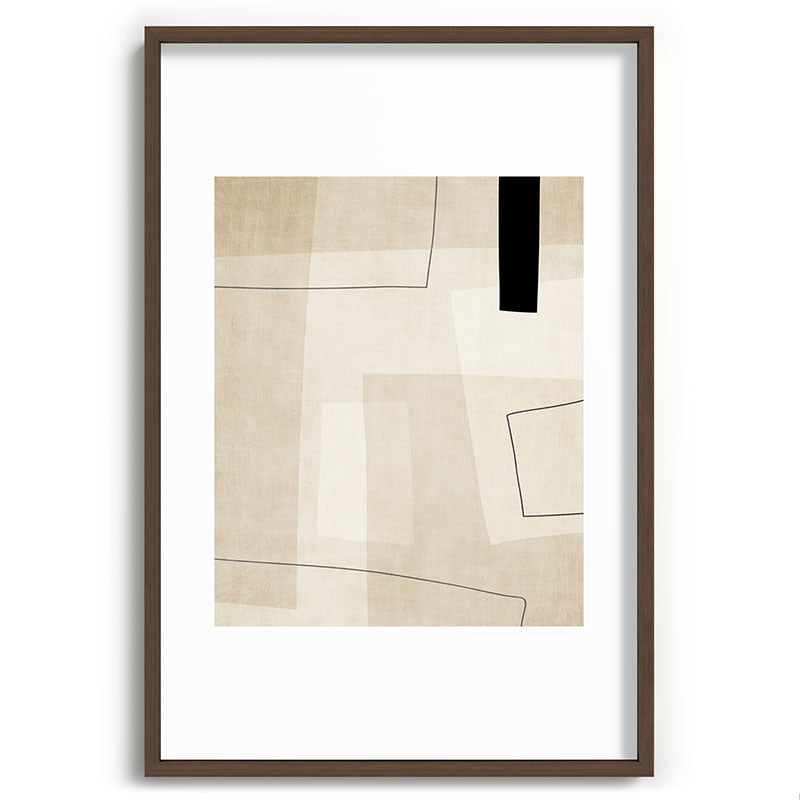 Minimalist Beige Black Japandi Artwork II Framed Art Print