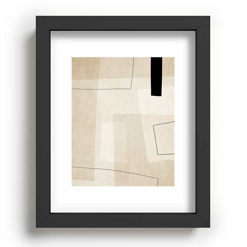 Minimalist Beige Black Japandi Artwork II Framed Art Print