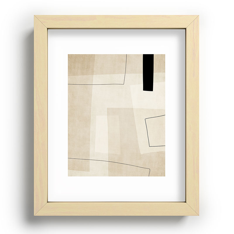 Minimalist Beige Black Japandi Artwork II Framed Art Print