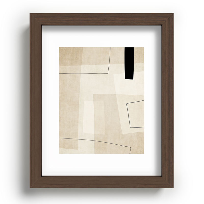 Minimalist Beige Black Japandi Artwork II Framed Art Print