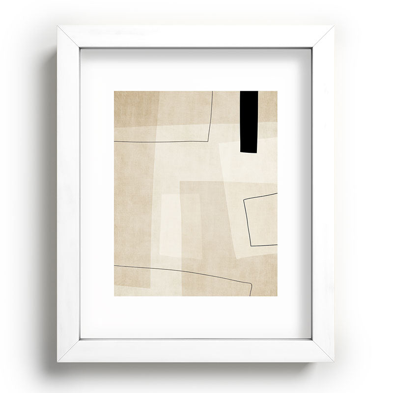 Minimalist Beige Black Japandi Artwork II Framed Art Print
