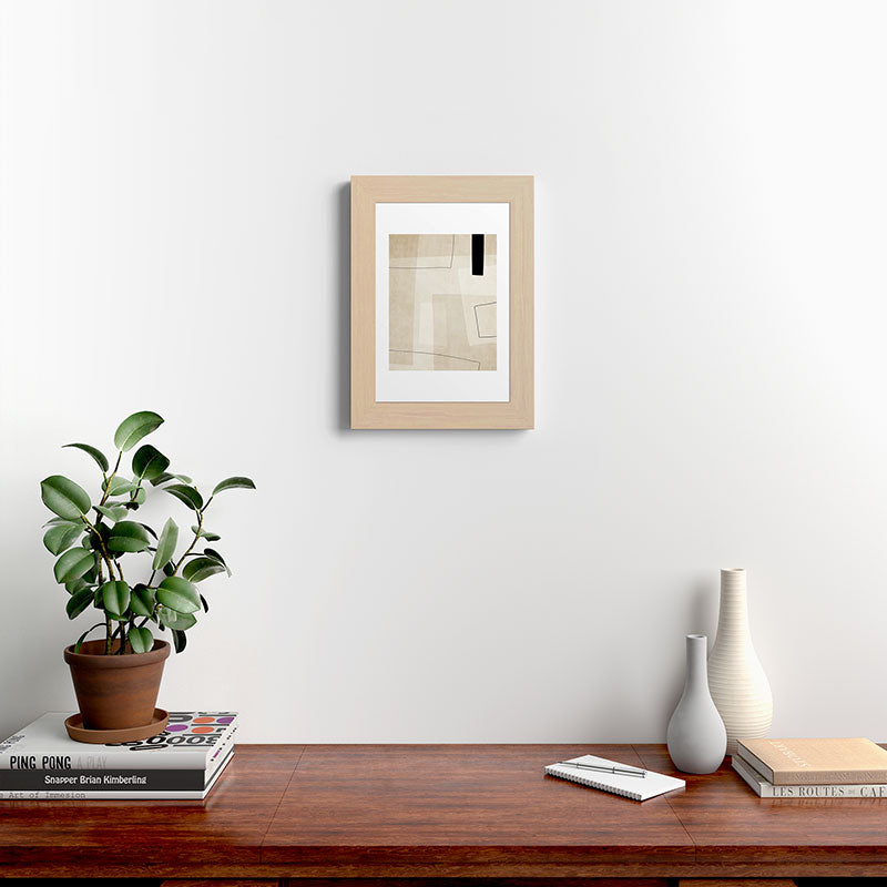 Minimalist Beige Black Japandi Artwork II Framed Art Print