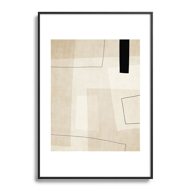 Minimalist Beige Black Japandi Artwork II Framed Art Print