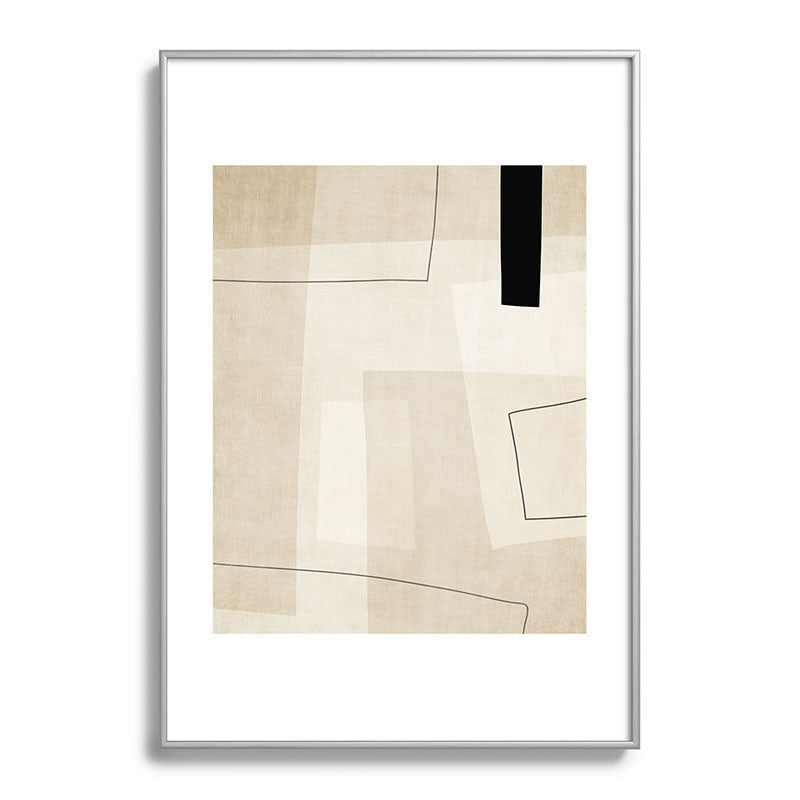 Minimalist Beige Black Japandi Artwork II Framed Art Print