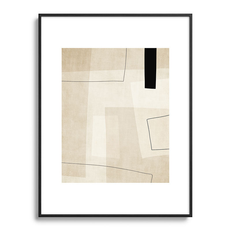 Minimalist Beige Black Japandi Artwork II Framed Art Print