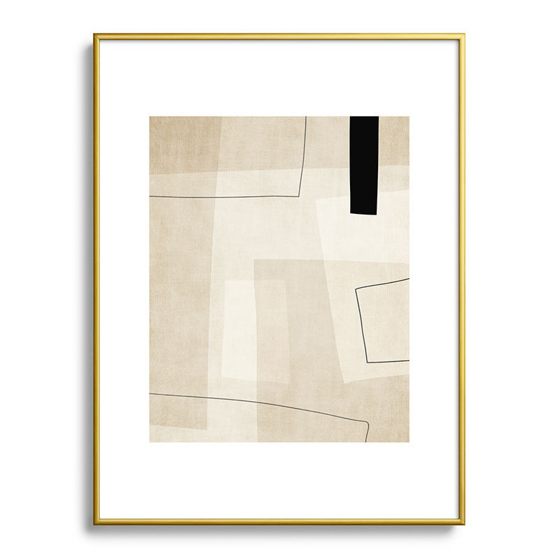 Minimalist Beige Black Japandi Artwork II Framed Art Print