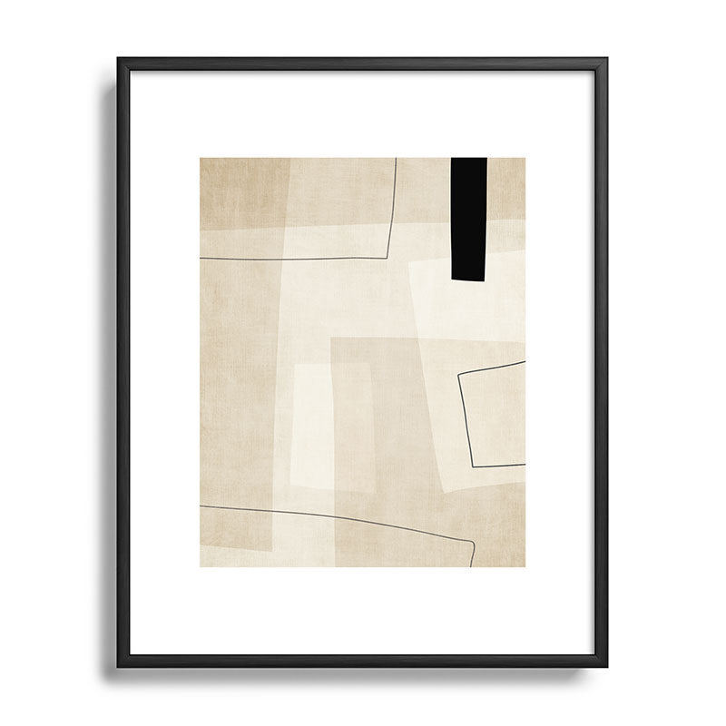 Minimalist Beige Black Japandi Artwork II Framed Art Print