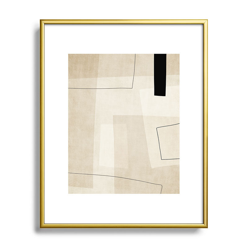 Minimalist Beige Black Japandi Artwork II Framed Art Print