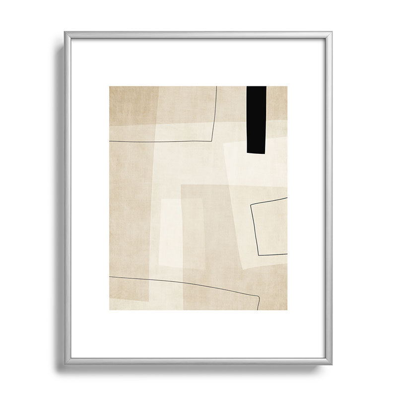 Minimalist Beige Black Japandi Artwork II Framed Art Print
