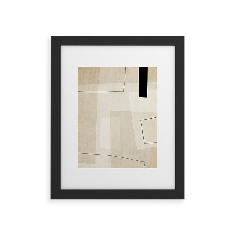 Minimalist Beige Black Japandi Artwork II Framed Art Print