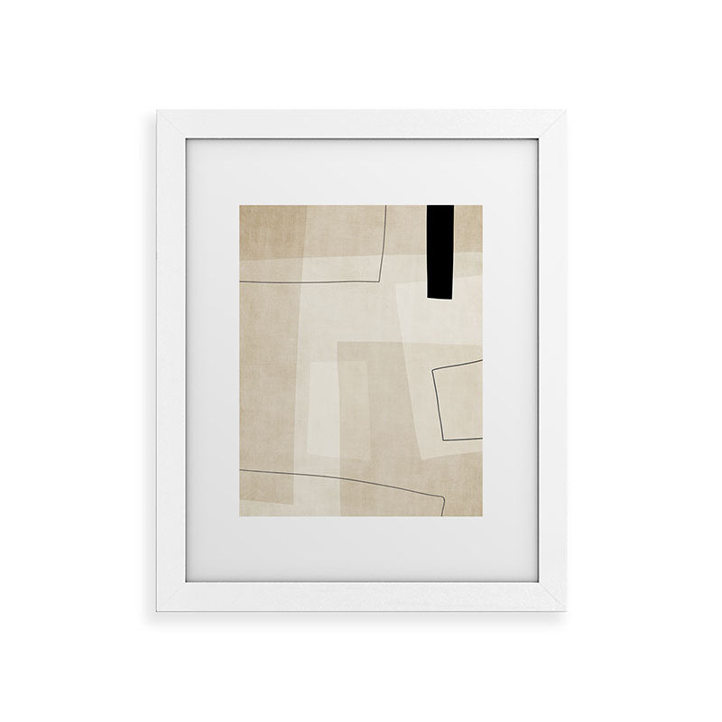 Minimalist Beige Black Japandi Artwork II Framed Art Print