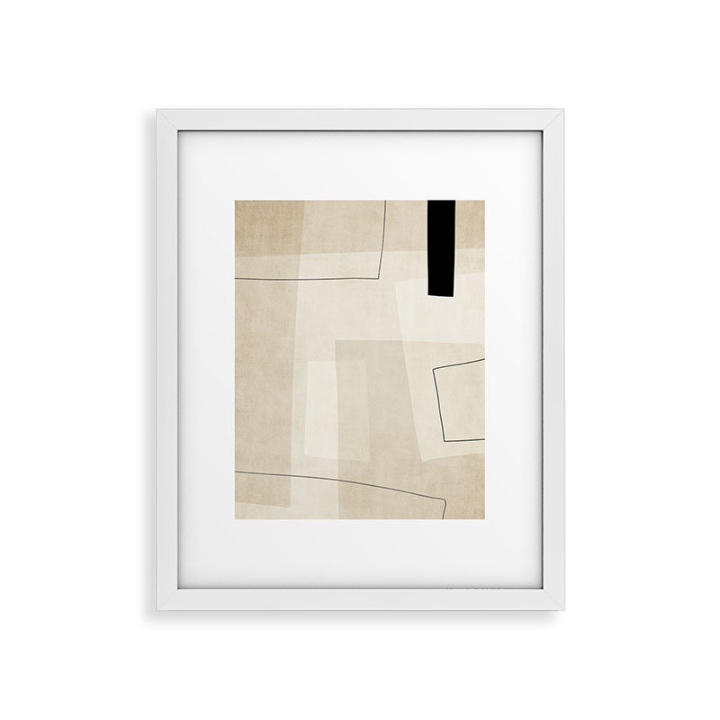 Minimalist Beige Black Japandi Artwork II Framed Art Print