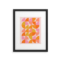 Mid Century Mod Geometry in Pink and Orange Framed Art Print