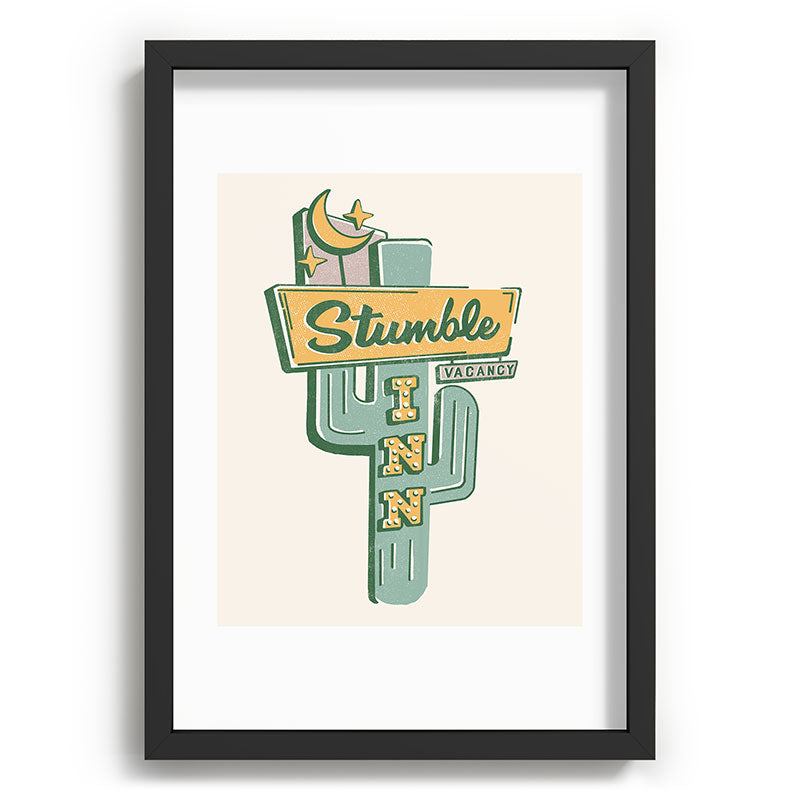 The Stumble Inn Vintage Highway Sign Framed Art Print
