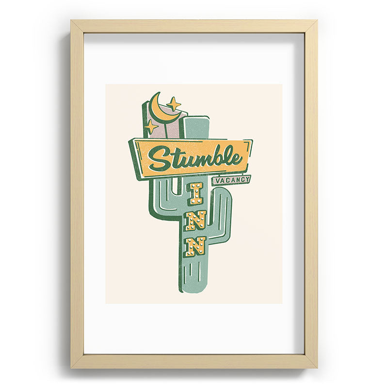 The Stumble Inn Vintage Highway Sign Framed Art Print