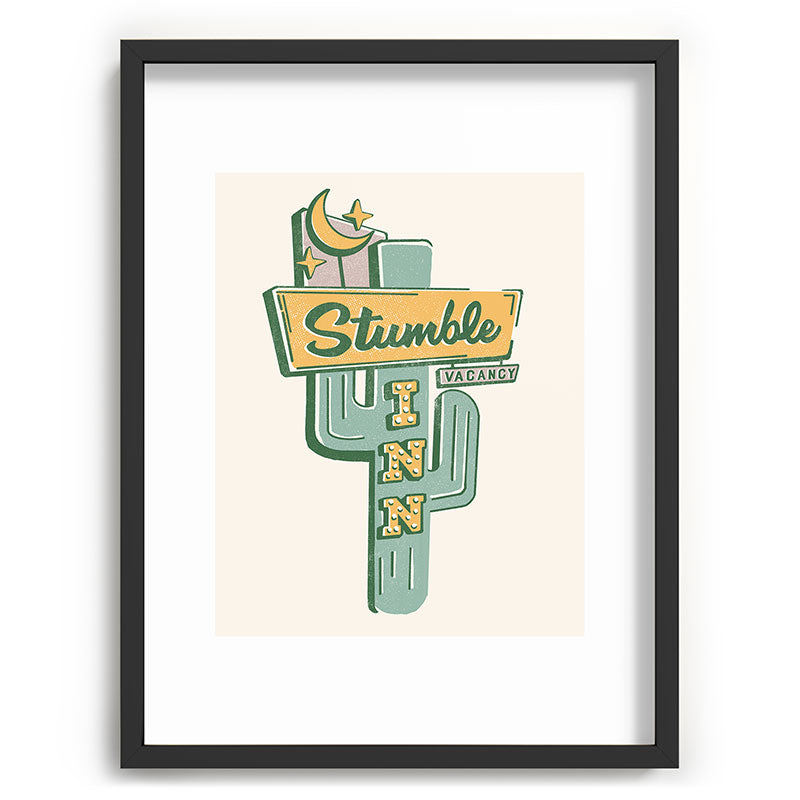 The Stumble Inn Vintage Highway Sign Framed Art Print