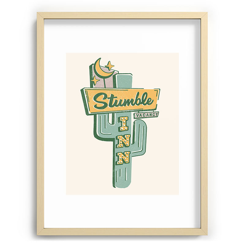 The Stumble Inn Vintage Highway Sign Framed Art Print