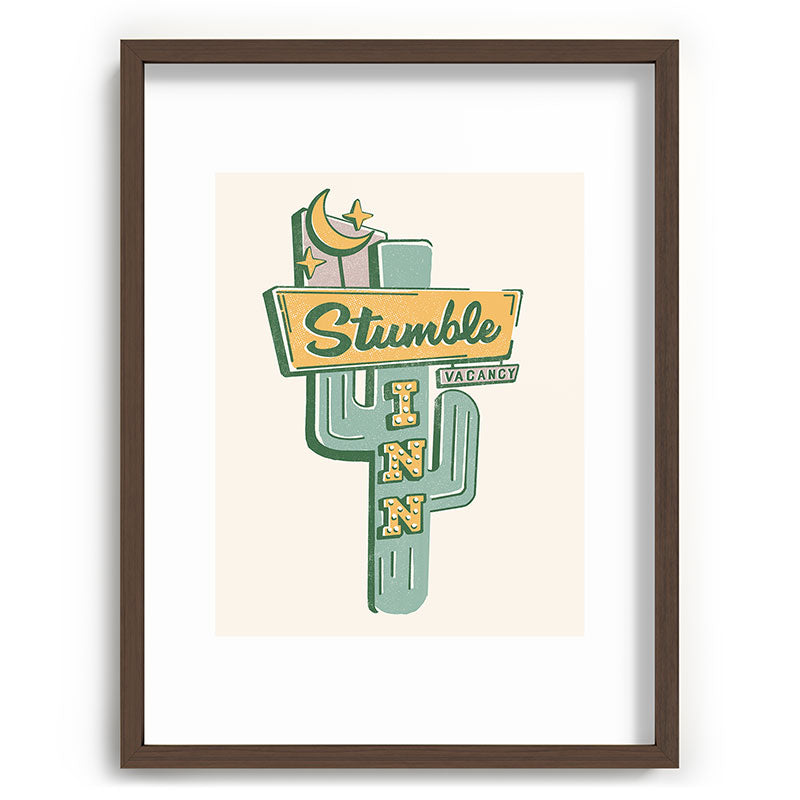 The Stumble Inn Vintage Highway Sign Framed Art Print