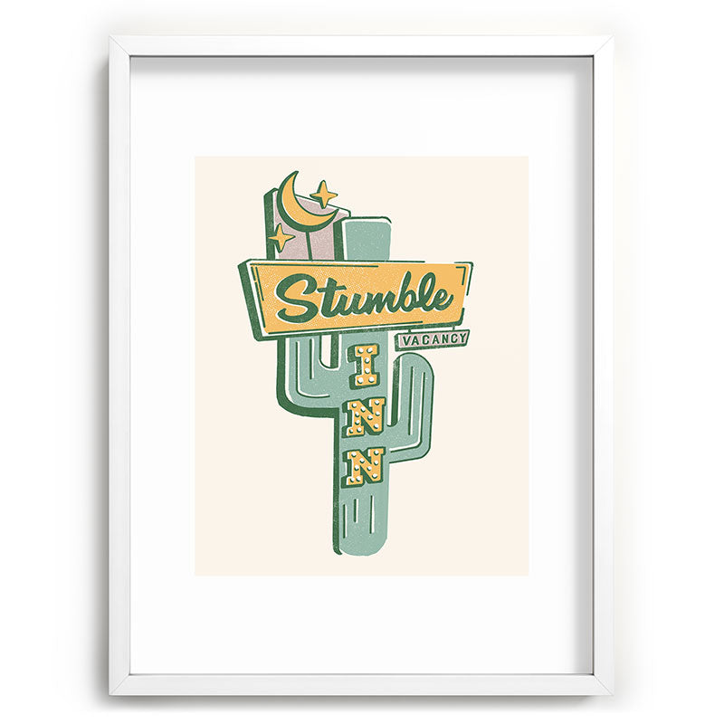 The Stumble Inn Vintage Highway Sign Framed Art Print