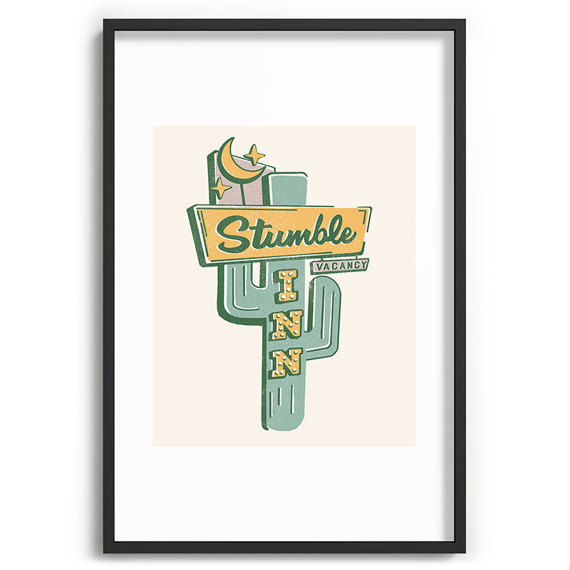The Stumble Inn Vintage Highway Sign Framed Art Print