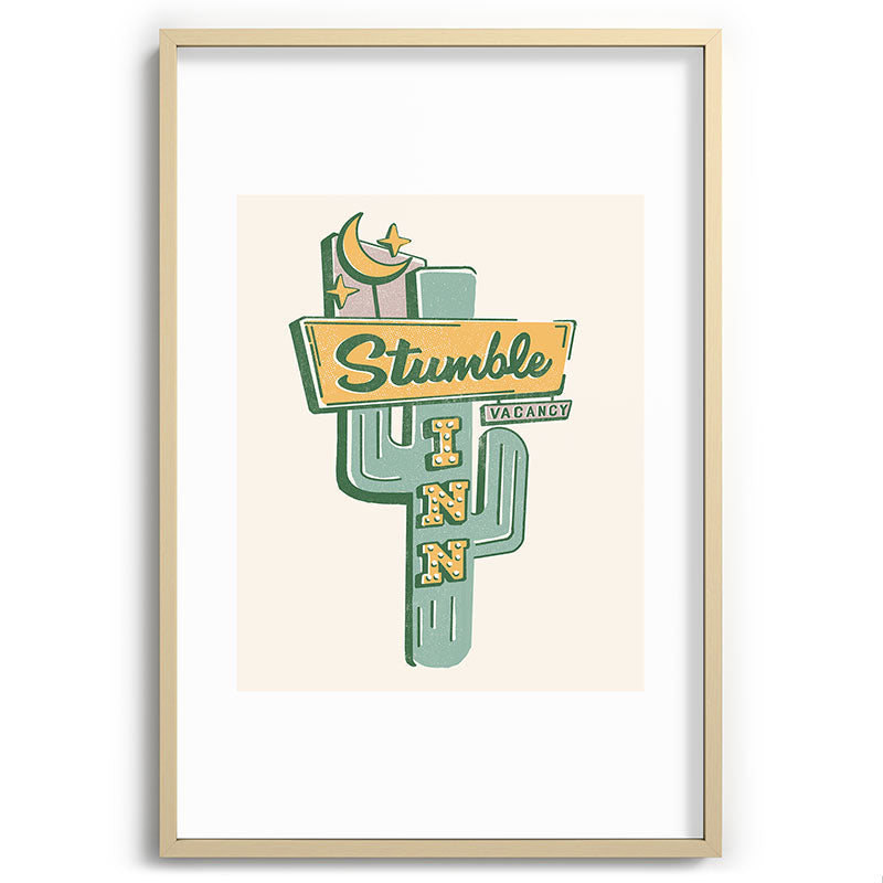 The Stumble Inn Vintage Highway Sign Framed Art Print