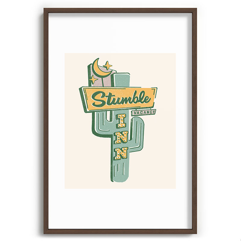 The Stumble Inn Vintage Highway Sign Framed Art Print