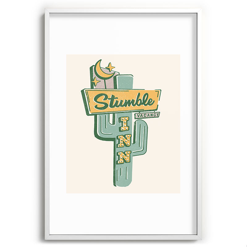 The Stumble Inn Vintage Highway Sign Framed Art Print