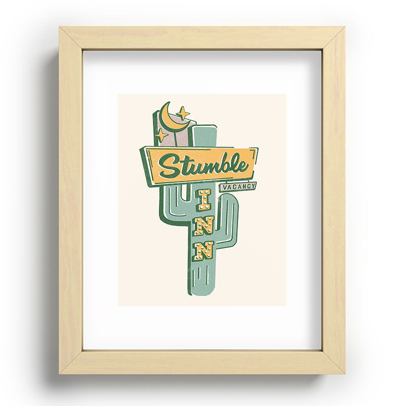The Stumble Inn Vintage Highway Sign Framed Art Print