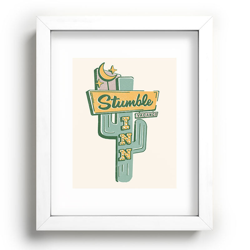 The Stumble Inn Vintage Highway Sign Framed Art Print