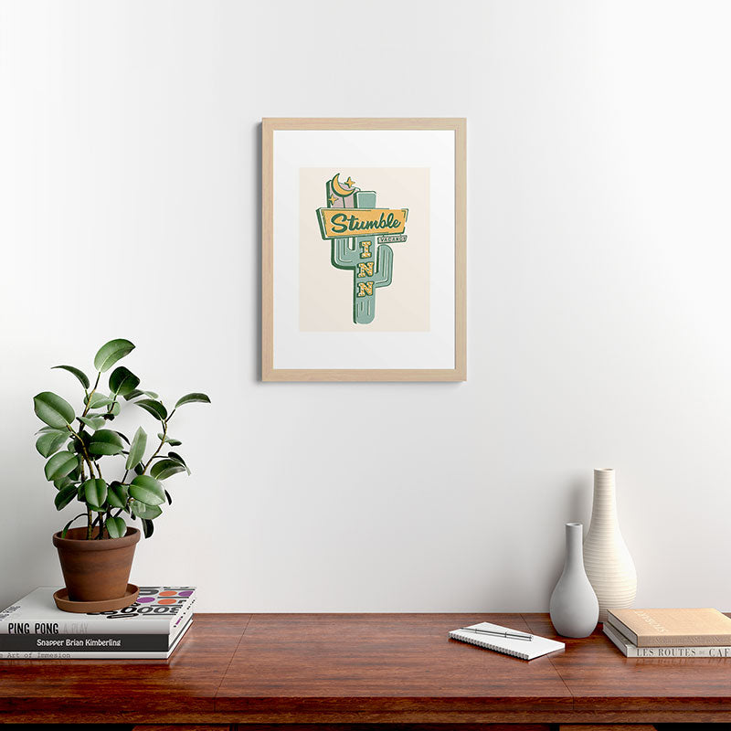 The Stumble Inn Vintage Highway Sign Framed Art Print
