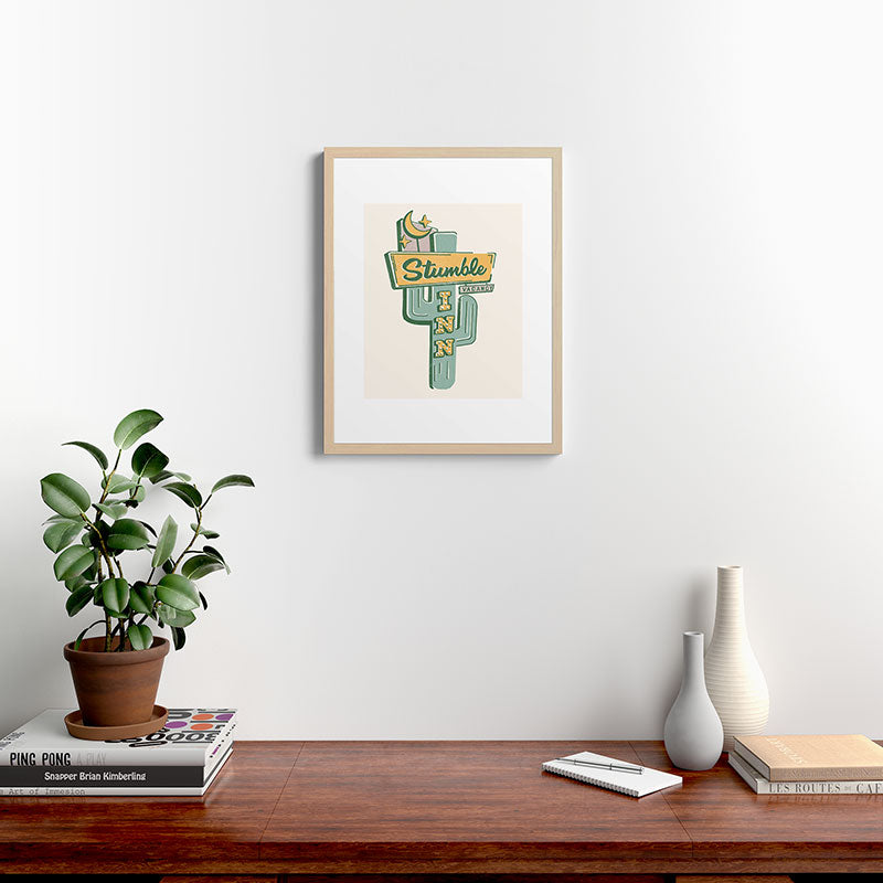 The Stumble Inn Vintage Highway Sign Framed Art Print