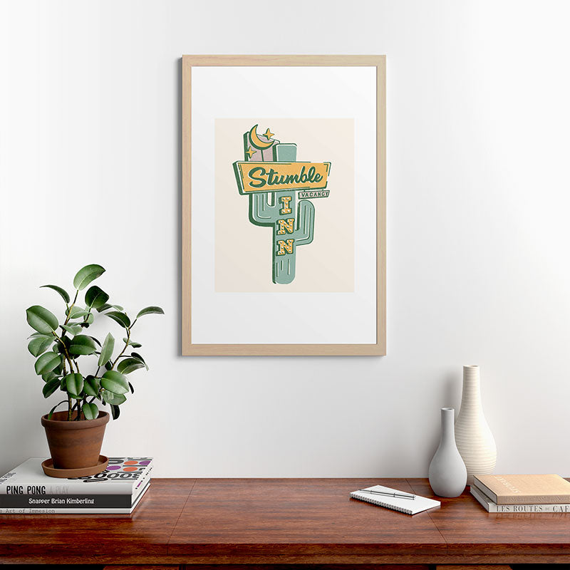 The Stumble Inn Vintage Highway Sign Framed Art Print