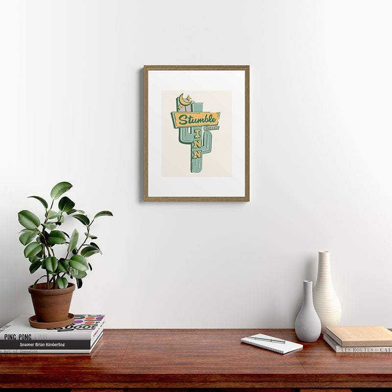 The Stumble Inn Vintage Highway Sign Framed Art Print