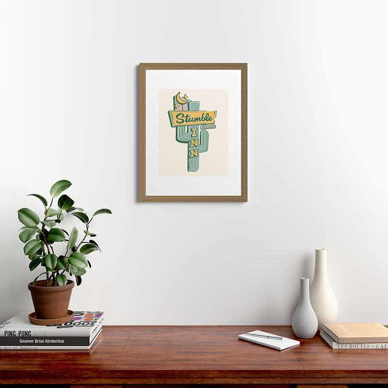The Stumble Inn Vintage Highway Sign Framed Art Print
