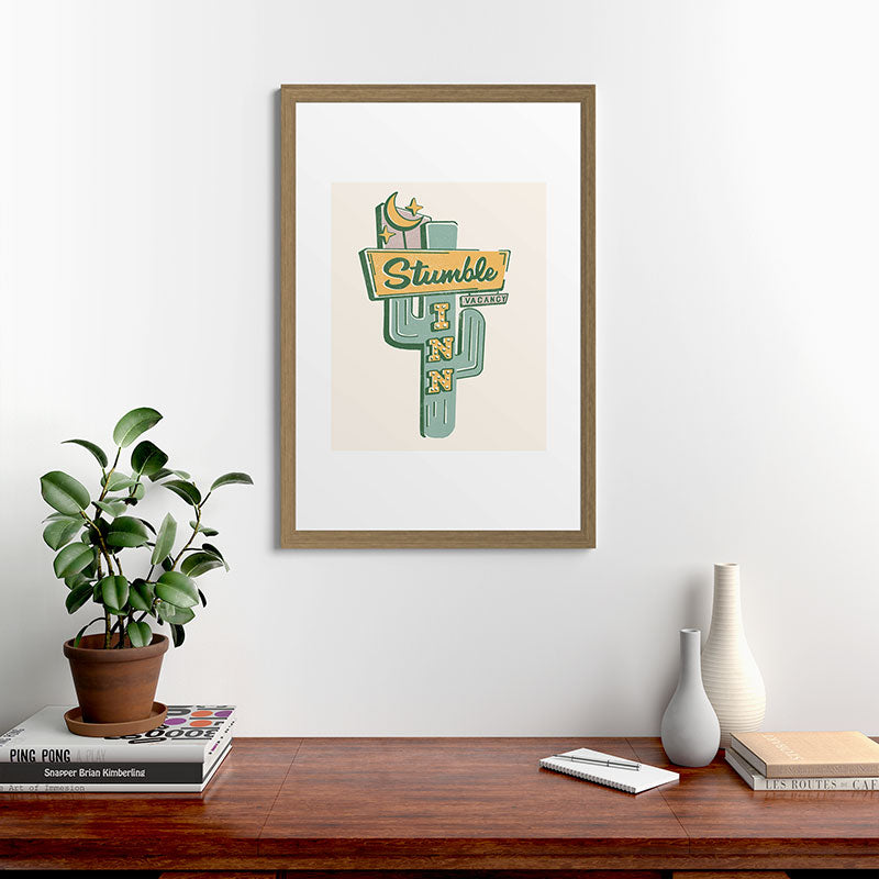 The Stumble Inn Vintage Highway Sign Framed Art Print