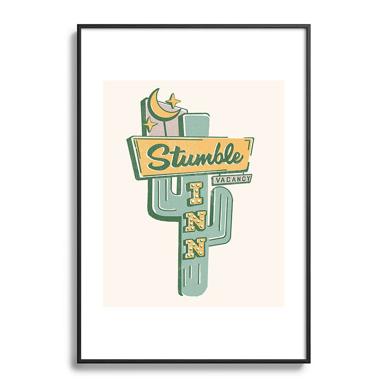The Stumble Inn Vintage Highway Sign Framed Art Print