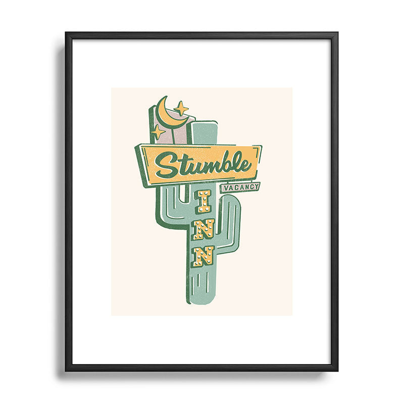 The Stumble Inn Vintage Highway Sign Framed Art Print