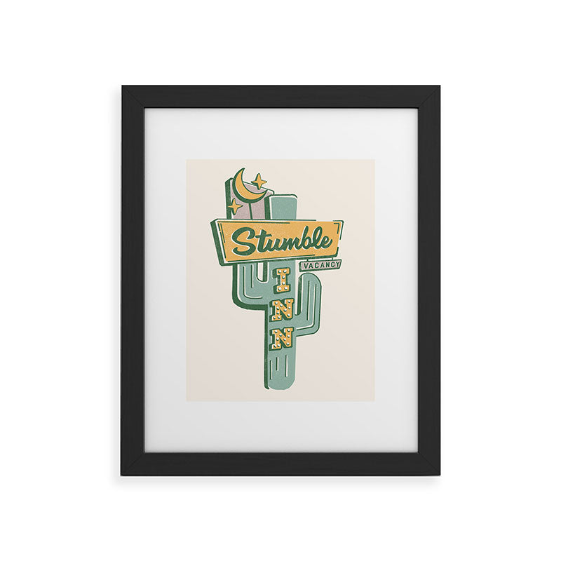 The Stumble Inn Vintage Highway Sign Framed Art Print
