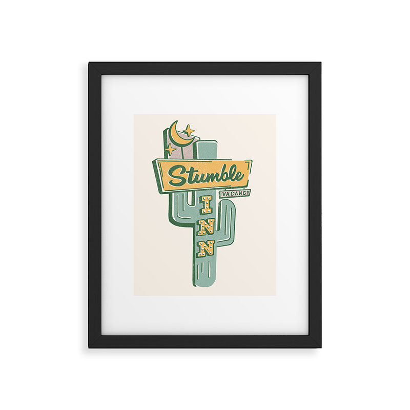 The Stumble Inn Vintage Highway Sign Framed Art Print