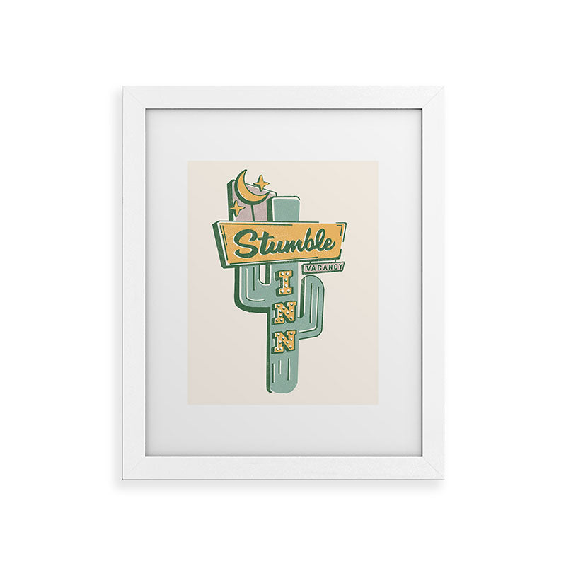 The Stumble Inn Vintage Highway Sign Framed Art Print