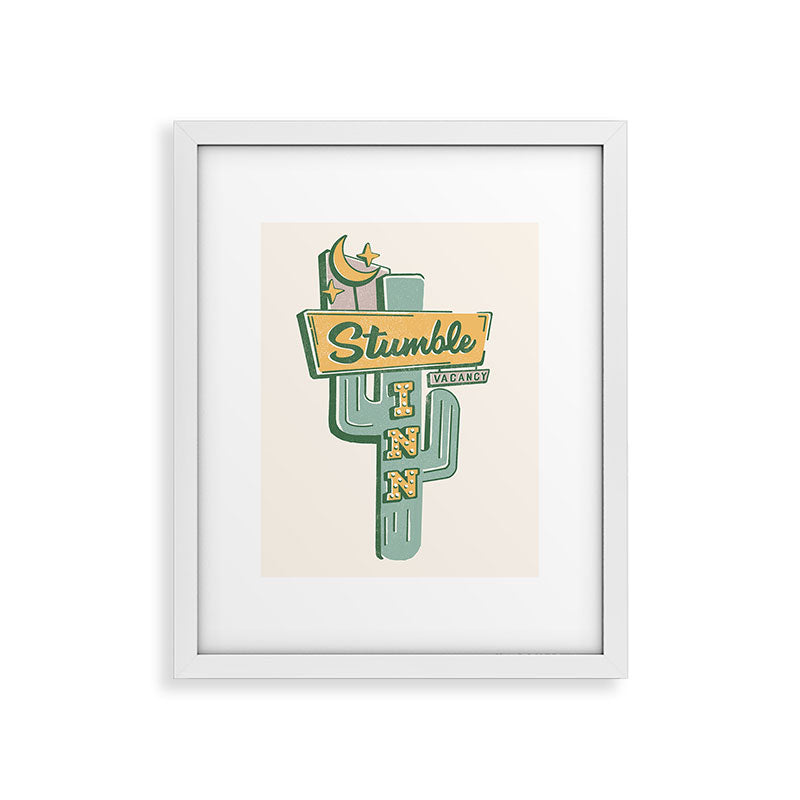 The Stumble Inn Vintage Highway Sign Framed Art Print